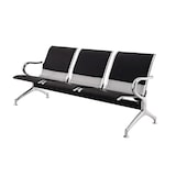 thumbnail of Banco para sala de espera de tres plazas con COJÍN de metal con reposabrazos y patas perfiladas de acero cromado dim 178x65x80