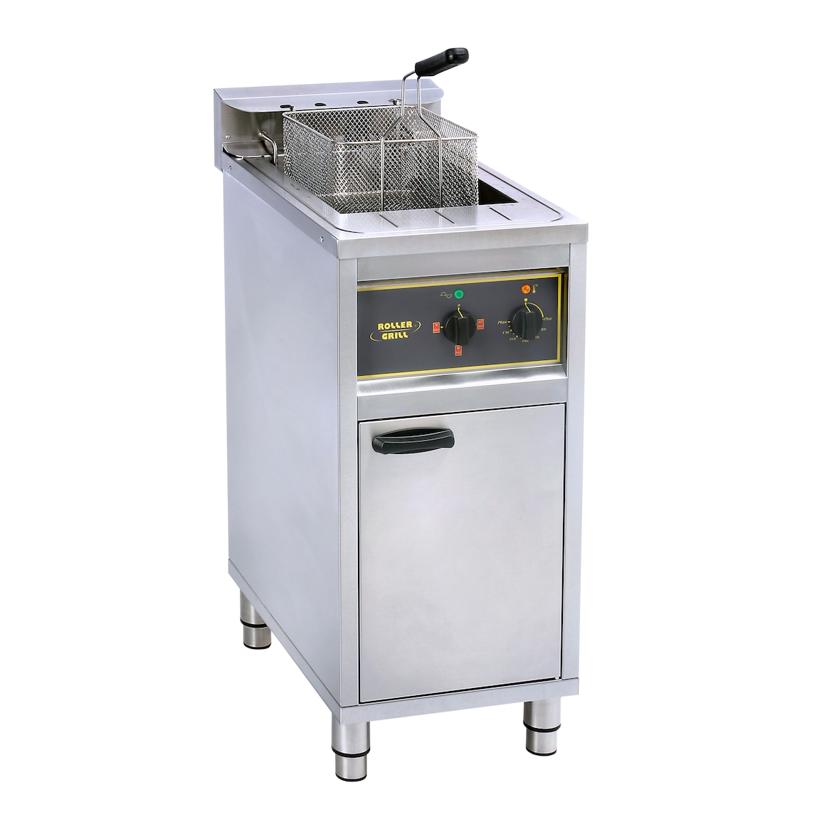 Roller Grill Friteuse professionnelle sur coffre avec vidange et filtration automatique d'huile, 1 cuve, 16 Litres, OFS 16