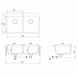 thumbnail of vidaXL Gootsteen dubbele bakken graniet beige