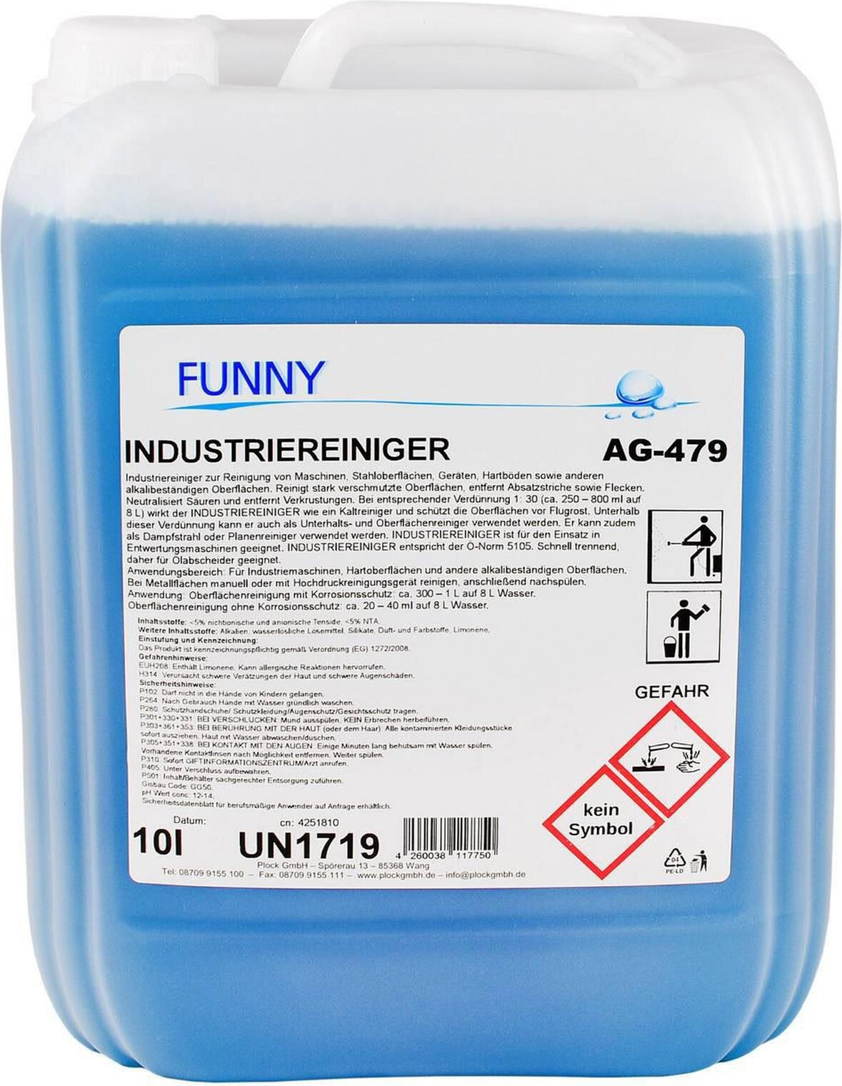 Funny Industrie-/Maschinenreiniger, mit Alu und Metallschutz - 10 L Kanister