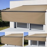 thumbnail of Elektrisch zonnescherm met volledige cassette T124, 4,5x3m oprolbaar doek ~ Polyester crème, antraciet