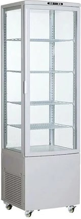 thumbnail of Getränke- und Gebäck-Kühlvitrine 238 Liter 4-seitig verglast weiß 0/+12 °C 51,5x48,5x171,5h cm  Bullet points