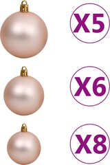 Drei rosa Christbaumkugeln mit Aufhängern.