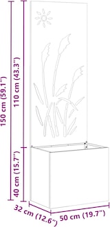 thumbnail of vidaXL Blumentopf mit dekorativem Paneel Schwarz 50 x 140 cm