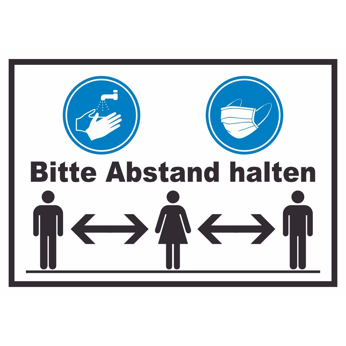 Hände waschen Mundschutz Abstand Schild A2 (420x594mm)