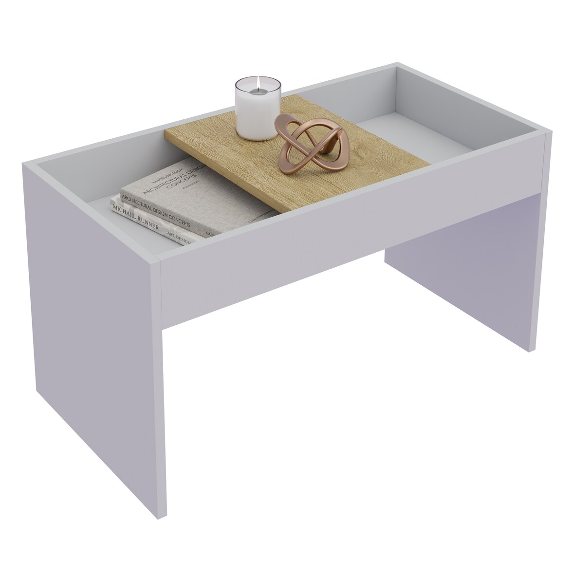 VCM Beistelltisch & Couchtisch Mantila Weiß / Honig-Eiche H. 39 x B. 71 x T. 36 cm