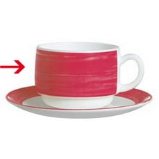 12x Kaffeeobertasse 0,19 l aus Opalglas Form Brush - Red / Rot