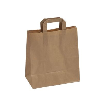 Sac kraft brun à poignée 260x(70x2 de soufflets)x290mm par 250 pièces JORIDEAL