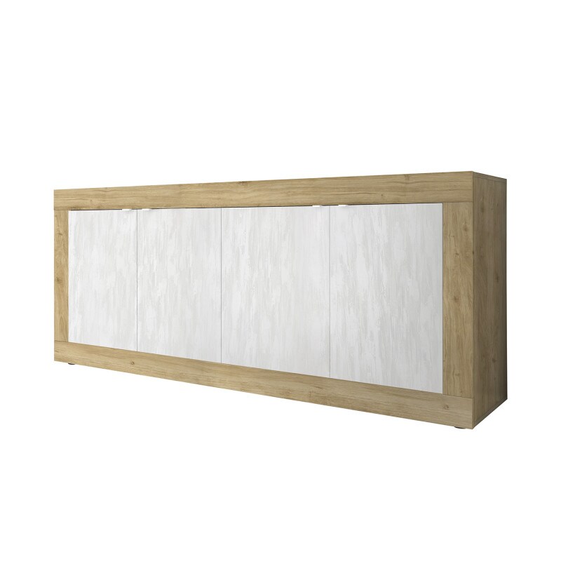 Matelpro - Buffet/bahut moderne 207 cm chêne cadiz/blanc structuré Agathe - Moderne & Design - -  -Types de portes: Battantes