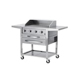 thumbnail of METRO PROFESSIONAL 4-branders gasbarbecue met grillplaat, grilloppervlak 49 x 76 cm, zijtafel, verrijdbaar, staal, zilver