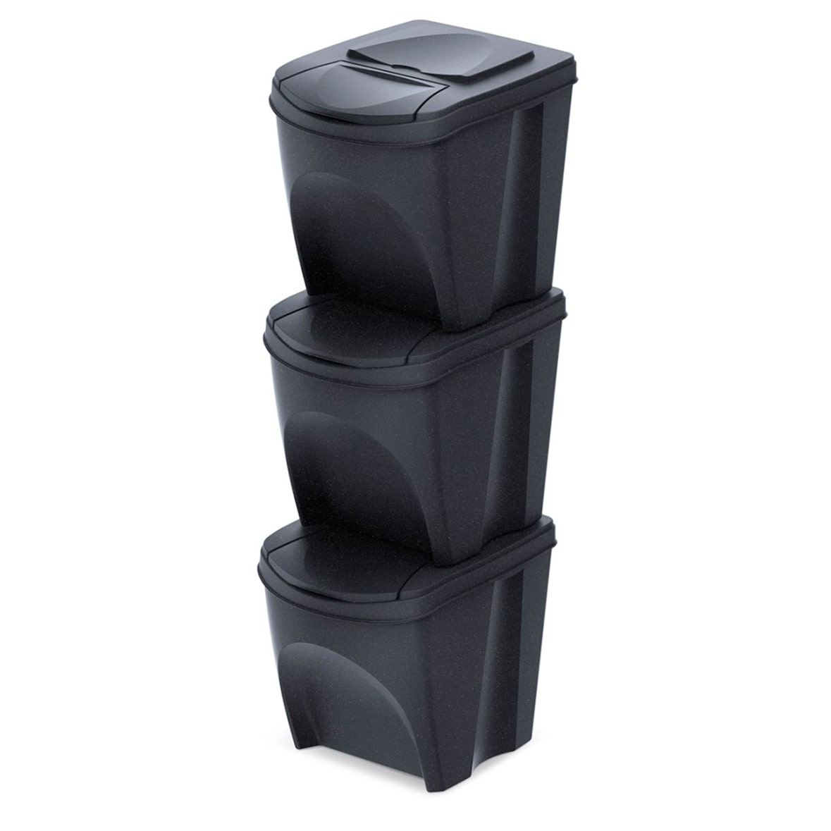 Keden Sortibox Juego de 3 Cubos de Reciclaje 25L cada uno en color Negro