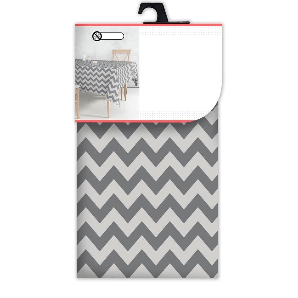 Toalha de Mesa Resistente a Manchas Touch Tecido Vichy Check Retangular, Algodão Impermeável, 140x240 cm (Linhas Cinza, 140x240cm)