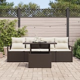thumbnail of vidaXL 5-teiliges Garten-Sofa-Set mit Kissen in Braun aus Poly Rattan