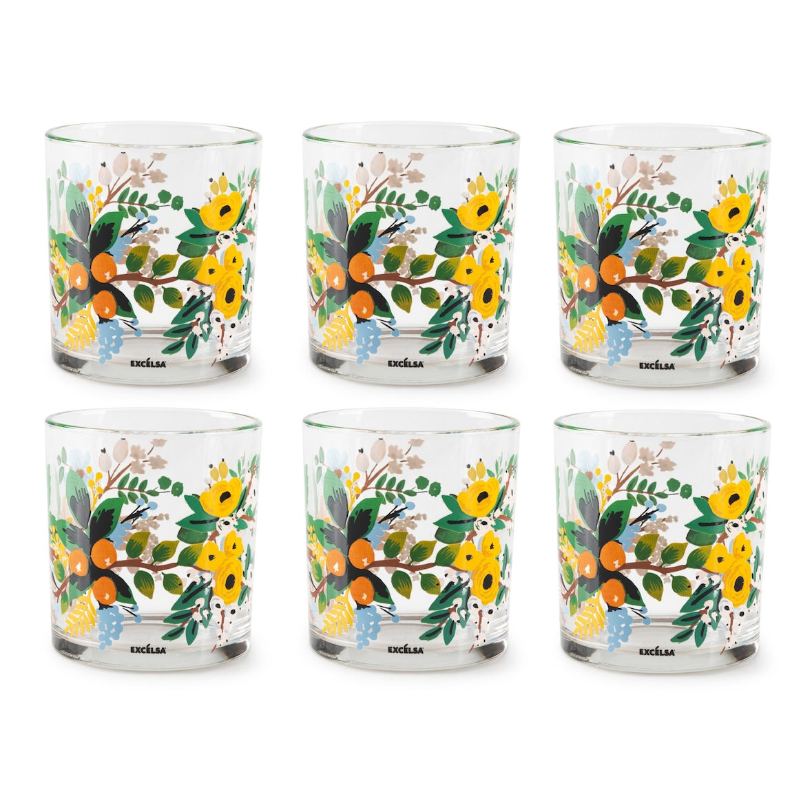 Excelsa lot de 6 verres Fiori Frida verre 25 cl multicolore