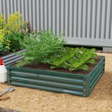 thumbnail of Outsunny jardinera exterior grande rectangular de acero galvanizado con base abierta para cultivar plantas flores hierba 120x120x30 cm verde