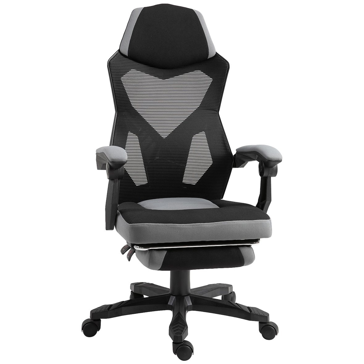 Vinsetto Sedia da Ufficio Ergonomica Reclinabile e Poggiapiedi Grigio