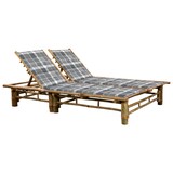 thumbnail of Helloshop26 - Transat chaise longue bain de soleil lit de jardin terrasse meuble d'extérieur pour 2 personnes avec coussins bambou 02_0012899