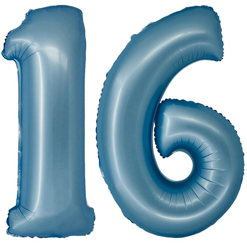 XL Folienballon blau matt Zahl 16