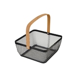 thumbnail of Eva Korb Draht eckig schwarz + Holzgriff 21x21x h 10.5 cm
