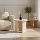 thumbnail of Table basse effet bois ronde diam 50 cm crème