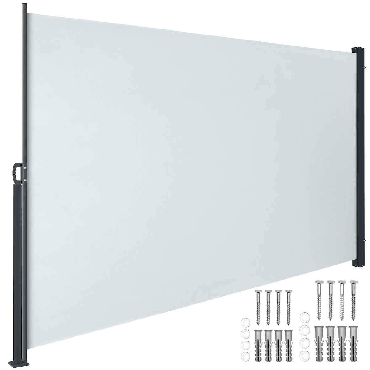 tectake toldo lateral retráctil impermeable enrollado automático 300x200 cm gris claro resistente calidad