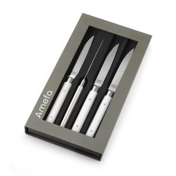 Amefa Coffret 4 couteaux steak Fusion - Acier coutellerie design contemporain - Plusieurs coloris