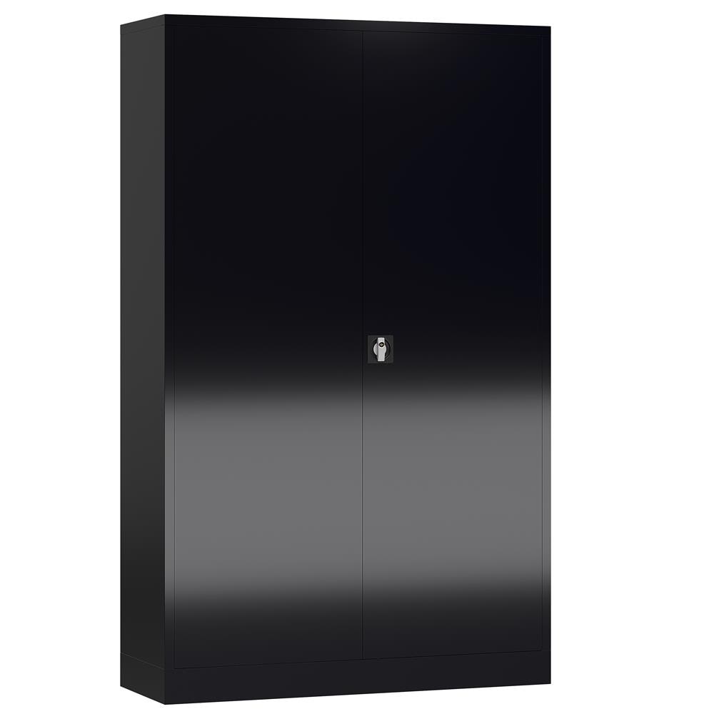 Metallschrank abschließbar Flügeltürenschrank 1945 x 1200 x 600 mm tiefschwarz X-530389