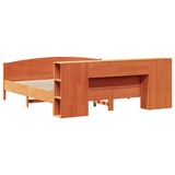 thumbnail of vidaXL Massivholzbett mit Regal ohne Matratze Wachsbraun 200x200 cm