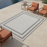thumbnail of Teppich Balkon Bordüre Pflegeleicht Waschbar Strapazierfähig Terrasse Küche Creme 200x290 cm OEKO-TEX Gekettelt – ORLA von Kadima Design