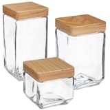thumbnail of WellHome Set di 3 barattoli di vetro quadrati, 0,85 l / 1,7 l / 2 l