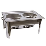 thumbnail of Edelstahl Speisenwärmer Runder Sossen Warmhaltebehälter Chafing Dish 2x 4,5 Liter