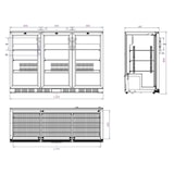 thumbnail of Barkühler schwarz 3 türen - 320 Liter - 1350 x 520 x 850 mm