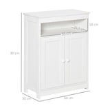 thumbnail of Armario de Suelo para Baño con 2 Puertas Estante Ajustable y Compartimento Abierto Mueble Auxiliar de Almacenaje para Salón Cocina 60x30x80 cm