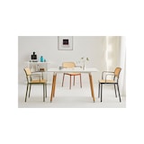 thumbnail of Chaise de salle à manger moutarde style vintage avec accoudoirs