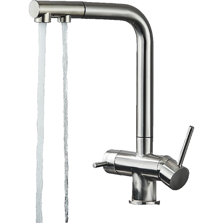 Félix | Grifo extensible de 3 vías premium chromado| Grifo gastro de osmosis de acero inoxidable para cocina - 360 grados | Filtrar 3 conexiones