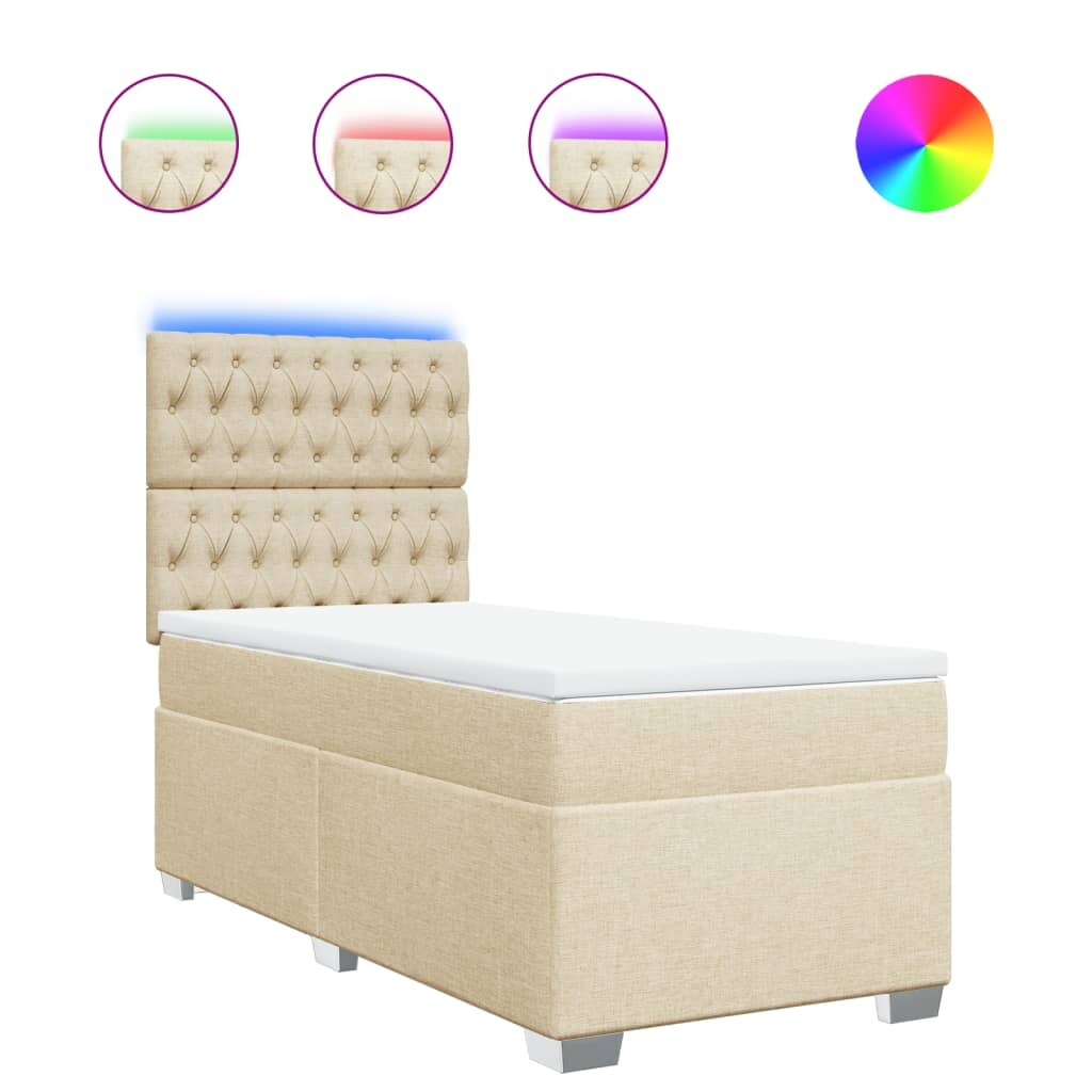 vidaXL Boxspringbett mit Matratze Creme 90x190 cm Stoff
