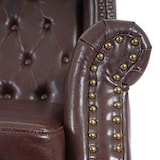 thumbnail of Poltrona reclinabile club poltrona wing chair Chesterfield, similpelle ~ marrone antico senza pouf