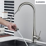 thumbnail of JANA | Rubinetto da cucina estensibile Premium in acciaio inox argento spazzolato | Rubinetto miscelatore ad alta pressione girevole a 360° 2 attacchi