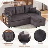thumbnail of Merax 3-Sitzer-Schlafsofa mit Schlaffunktion, Mehrfunktionales Cord-Sofa mit Stauraum & Ausziehbett. Inkl. USB-C, Dunkelgrau