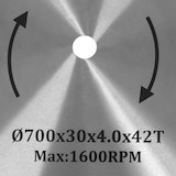 thumbnail of EBERTH Kreissägeblatt 700mm, 42 Zähne, Hartmetall, für Holz-Schnitte, 30mm Bohrung, 1600 RPM