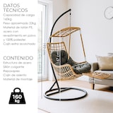 thumbnail of YOEVU - Silla colgante con reposapiés, gris y beige, para interior y exterior, confort premium