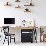 thumbnail of Relaxdays Rollcontainer mit 3 Fächern & Tür, Büro & Home Office, mit Rollen, Büroschrank, HBT: 57 x 48 x 34 cm, schwarz