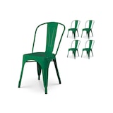 thumbnail of Lot de 4 chaises style industriel en métal vert - Finition brillant