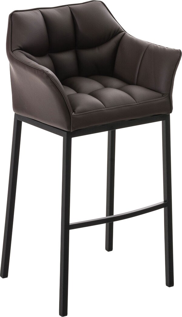CHEFGASTRO Barhocker PHILADELPHIA Schwarz mit 4-Fuﬂ Gestell HxBxT 110x64x48cm Kunstleder Braun Barstuhl