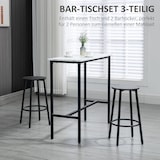thumbnail of Bartisch Set mit 2 Barhockern Weiß 100x40x90 cm, Tischplatte in Marmoroptik, Stahlrahmen pulverbeschichtet, verstellbare Füße