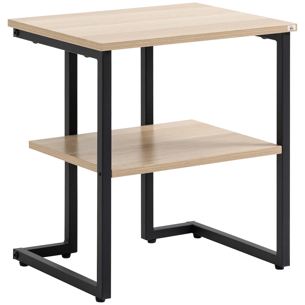 Mesa Auxiliar de 2 Níveis Mesa Auxiliar para Sala de Estar Dormitório Escritório Estilo Moderno 45x35x48cm Madeira e Preto