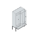 thumbnail of C+P Doppel-Spind Classic PLUS, schwebender Sitzbank aus Buche 4 Abteile, HxBxT 212x120x82cm, Sicherheitsdrehriegel, Verkehrsweiß von PROREGAL