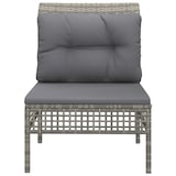 thumbnail of vidaXL Garten-Mittelsofa mit Kissen Grau Poly Rattan