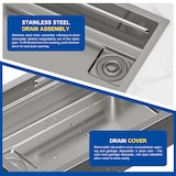 thumbnail of Gasfrit – Keukenspoelbak met sifon voor werkblad in roestvrij staal, grijs, 1 spoelbak 70 x 44 x 21 cm