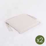 thumbnail of Pack 2 cojines asiento para silla de jardín Olefin color crudo, Tamaño 42x40x4 cm, Repelente al agua, Desenfundable